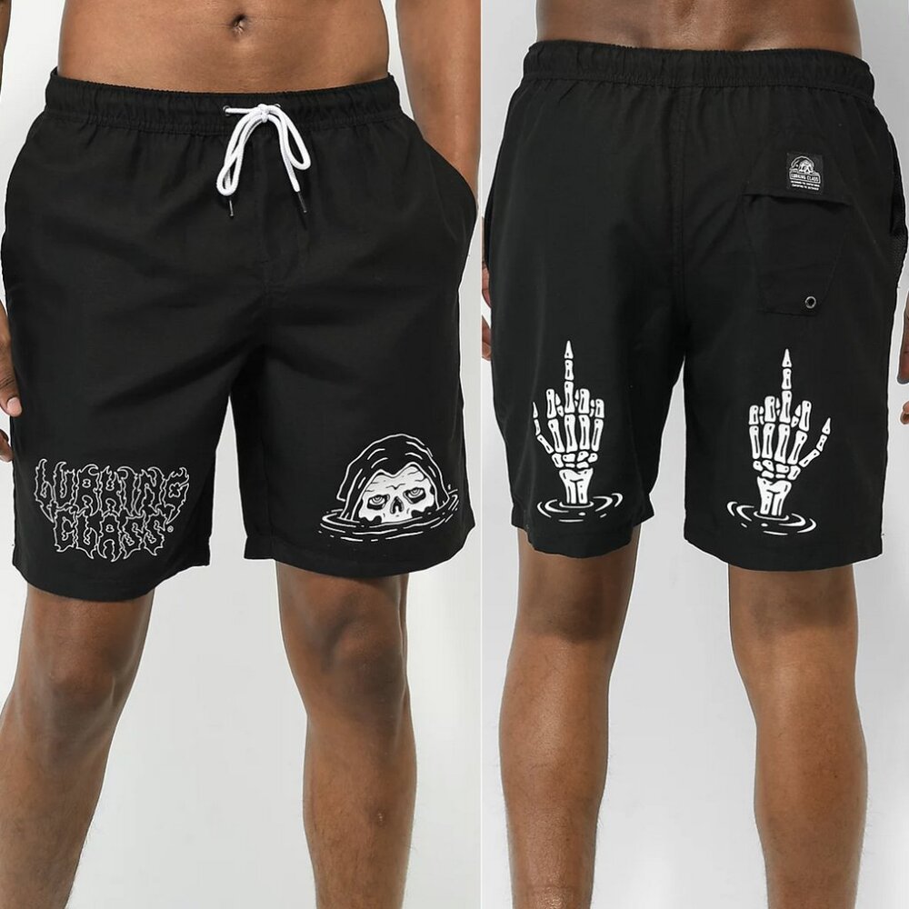 Lurking Class Men’s Black Graphic Swim Board Shorts